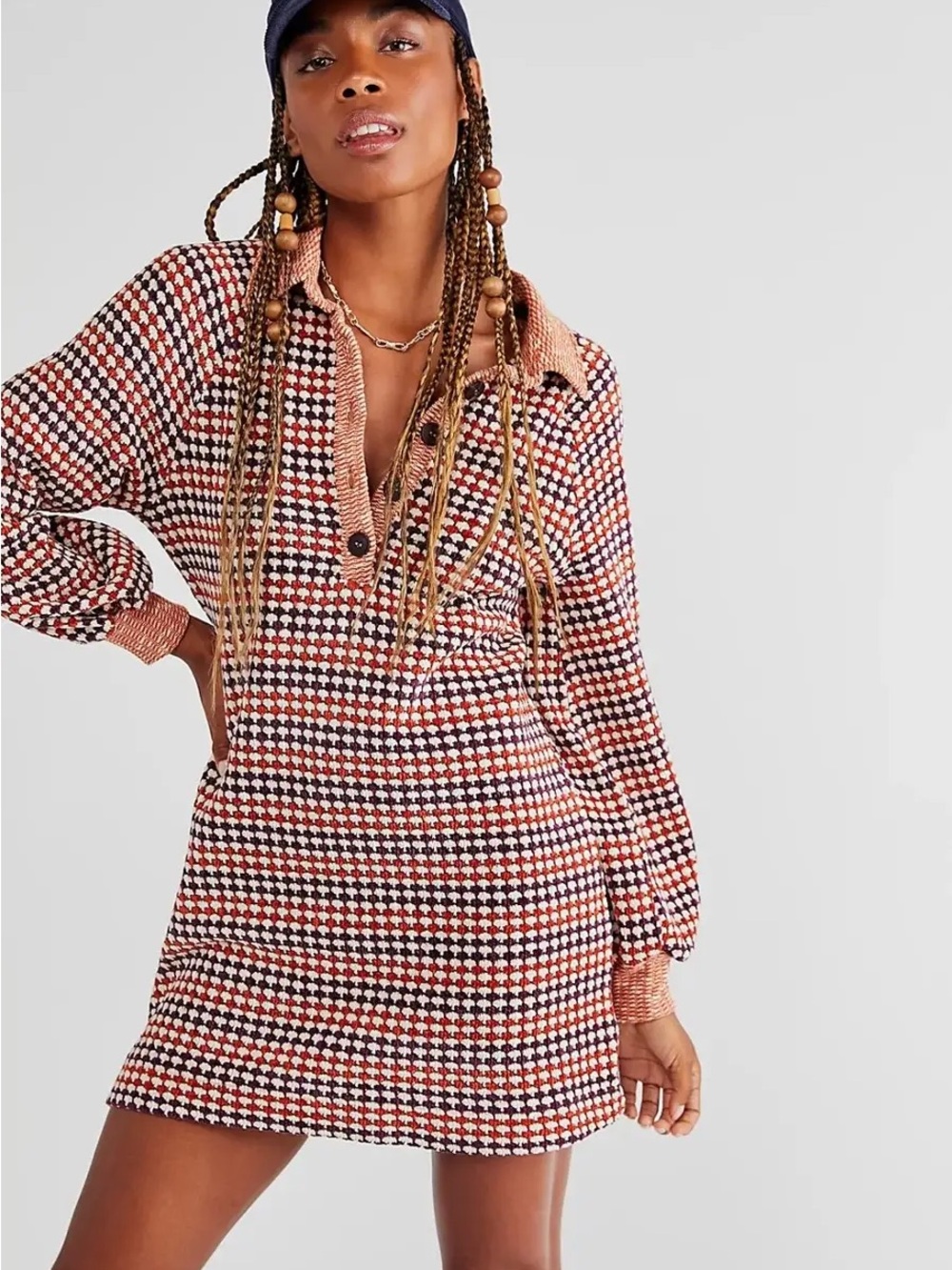 Free People “Maggie” Mini - Chenille Polo Sweater Dress
